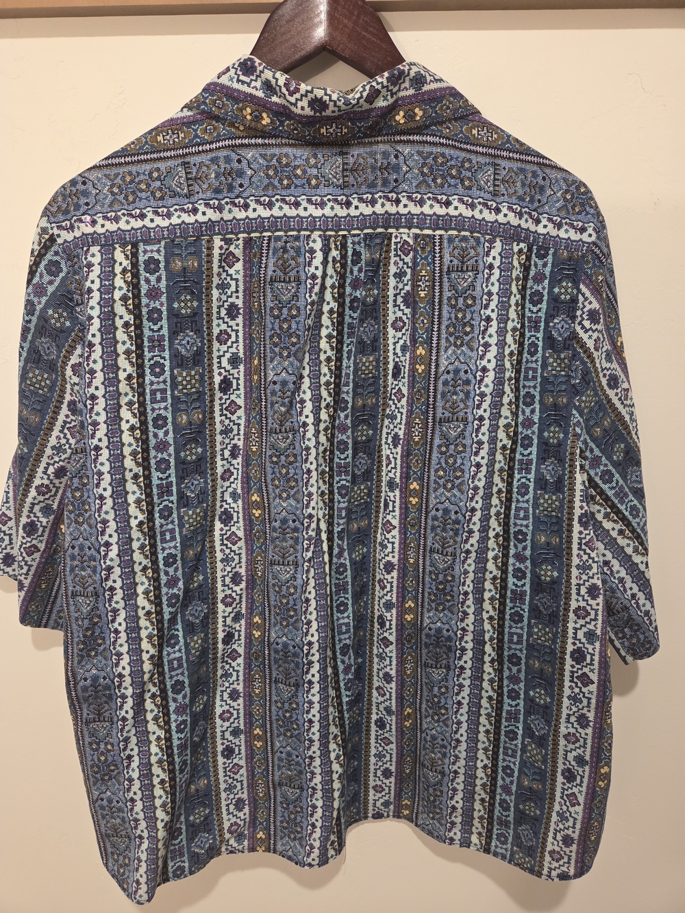 Vintage David Peet Geometric Stripe Short Sleeve Button Blouse - Picture 6 of 6